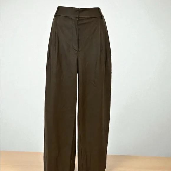 Saunders- Olive Green Faux Leather Pants Size 6